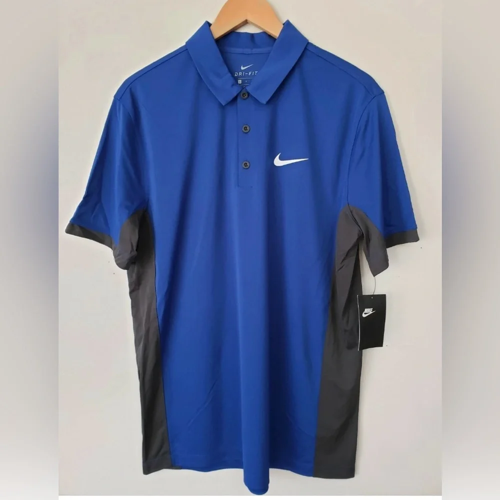 Nike Men's Blue and Gray Polo Shirt - Picture 11 of 11